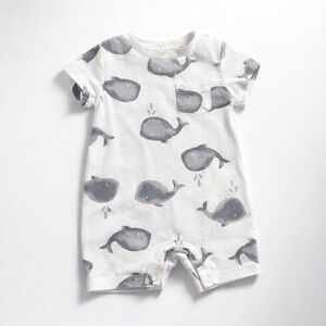 Whale Print Kids Romper
